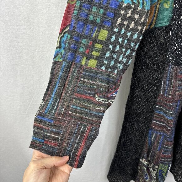 Adore Artsy Mixed Media Patchwork Textured Long Sleeve Tunic Top Womens Size M - Picture 7 of 13